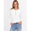 imageANRABESS Womens Long Sleeve Waffle Knit Shirts Dressy Casual Loose Button Up V Neck Henley Tops 2025 Fall Basic Tee BlouseWhite