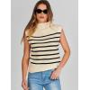 imageANRABESS Womens Mock Neck Sleeveless Sweater Vest Casual Cap Sleeve Knit Pullover Tank Tops 2025 Fall ClothesStripe Beige