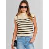 imageANRABESS Womens Mock Neck Sleeveless Sweater Vest Casual Cap Sleeve Knit Pullover Tank Tops 2025 Fall ClothesStripe Beige