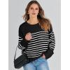 imageANRABESS Womens Oversized Sweaters 2025 Long Sleeve Fuzzy Knit Casual Chunky Pullover Sweater Fall Outfits ClothesBlack White Stripe