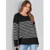 imageANRABESS Womens Oversized Sweaters 2025 Long Sleeve Fuzzy Knit Casual Chunky Pullover Sweater Fall Outfits ClothesBlack White Stripe