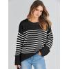 imageANRABESS Womens Oversized Sweaters 2025 Long Sleeve Fuzzy Knit Casual Chunky Pullover Sweater Fall Outfits ClothesBlack White Stripe