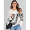 imageANRABESS Womens Oversized Sweaters 2025 Long Sleeve Fuzzy Knit Casual Chunky Pullover Sweater Fall Outfits ClothesBlack White Stripes
