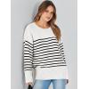 imageANRABESS Womens Oversized Sweaters 2025 Long Sleeve Fuzzy Knit Casual Chunky Pullover Sweater Fall Outfits ClothesBlack White Stripes