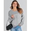 imageANRABESS Womens Oversized Sweaters 2025 Long Sleeve Fuzzy Knit Casual Chunky Pullover Sweater Fall Outfits ClothesGrey White Stripe