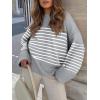 imageANRABESS Womens Oversized Sweaters 2025 Long Sleeve Fuzzy Knit Casual Chunky Pullover Sweater Fall Outfits ClothesGrey White Stripe