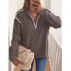 imageANRABESS Womens Quarter Zip Sweaters Fall Long Sleeve V Neck Shirts Collared Business Casual Tops Knit Pullover SweatshirtsCoffee