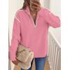 imageANRABESS Womens Quarter Zip Sweaters Fall Long Sleeve V Neck Shirts Collared Business Casual Tops Knit Pullover SweatshirtsCoral Pink