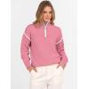 imageANRABESS Womens Quarter Zip Sweaters Fall Long Sleeve V Neck Shirts Collared Business Casual Tops Knit Pullover SweatshirtsCoral Pink