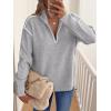 imageANRABESS Womens Quarter Zip Sweaters Fall Long Sleeve V Neck Shirts Collared Business Casual Tops Knit Pullover SweatshirtsGrey