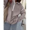 imageANRABESS Womens Quarter Zip Sweaters Fall Long Sleeve V Neck Shirts Collared Business Casual Tops Knit Pullover SweatshirtsGrey Khaki