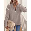 imageANRABESS Womens Quarter Zip Sweaters Fall Long Sleeve V Neck Shirts Collared Business Casual Tops Knit Pullover SweatshirtsLight Khkai