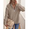 imageANRABESS Womens Quarter Zip Sweaters Fall Long Sleeve V Neck Shirts Collared Business Casual Tops Knit Pullover SweatshirtsTan