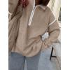 imageANRABESS Womens Quarter Zip Sweaters Fall Long Sleeve V Neck Shirts Collared Business Casual Tops Knit Pullover SweatshirtsTan