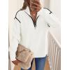 imageANRABESS Womens Quarter Zip Sweaters Fall Long Sleeve V Neck Shirts Collared Business Casual Tops Knit Pullover SweatshirtsWhite