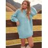imageANRABESS Womens Sweater Dress Oversized Cable Knit Chunky Long Sleeve Short Dresses 2025 Fall Outfits Vacation Winter ClothesBlue