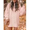imageANRABESS Womens Sweater Dress Oversized Cable Knit Chunky Long Sleeve Short Dresses 2025 Fall Outfits Vacation Winter ClothesPink