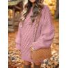 imageANRABESS Womens Sweater Dress Oversized Cable Knit Chunky Long Sleeve Short Dresses 2025 Fall Outfits Vacation Winter ClothesRed Pink