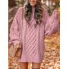 imageANRABESS Womens Sweater Dress Oversized Cable Knit Chunky Long Sleeve Short Dresses 2025 Fall Outfits Vacation Winter ClothesRed Pink