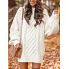 imageANRABESS Womens Sweater Dress Oversized Cable Knit Chunky Long Sleeve Short Dresses 2025 Fall Outfits Vacation Winter ClothesWhite