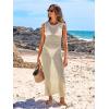 imageANRABESS Womens Swimsuit Cover Up Sleeveless Hollow Knit Bikini Swimwear Bathing Suit Coverup Crochet Beach DressBeige