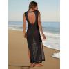 imageANRABESS Womens Swimsuit Cover Up Sleeveless Hollow Knit Bikini Swimwear Bathing Suit Coverup Crochet Beach DressBlack