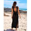 imageANRABESS Womens Swimsuit Cover Up Sleeveless Hollow Knit Bikini Swimwear Bathing Suit Coverup Crochet Beach DressBlack