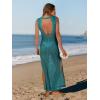 imageANRABESS Womens Swimsuit Cover Up Sleeveless Hollow Knit Bikini Swimwear Bathing Suit Coverup Crochet Beach DressCyan