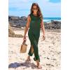 imageANRABESS Womens Swimsuit Cover Up Sleeveless Hollow Knit Bikini Swimwear Bathing Suit Coverup Crochet Beach DressDeep Green