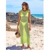 imageANRABESS Womens Swimsuit Cover Up Sleeveless Hollow Knit Bikini Swimwear Bathing Suit Coverup Crochet Beach DressFluorescent Green