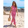 imageANRABESS Womens Swimsuit Cover Up Sleeveless Hollow Knit Bikini Swimwear Bathing Suit Coverup Crochet Beach DressHot Pink