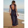 imageANRABESS Womens Swimsuit Cover Up Sleeveless Hollow Knit Bikini Swimwear Bathing Suit Coverup Crochet Beach DressNavy Blue