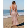 imageANRABESS Womens Swimsuit Cover Up Sleeveless Hollow Knit Bikini Swimwear Bathing Suit Coverup Crochet Beach DressPink