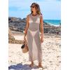 imageANRABESS Womens Swimsuit Cover Up Sleeveless Hollow Knit Bikini Swimwear Bathing Suit Coverup Crochet Beach DressPink
