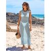 imageANRABESS Womens Swimsuit Cover Up Sleeveless Hollow Knit Bikini Swimwear Bathing Suit Coverup Crochet Beach DressSky Blue