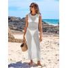 imageANRABESS Womens Swimsuit Cover Up Sleeveless Hollow Knit Bikini Swimwear Bathing Suit Coverup Crochet Beach DressWhite