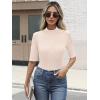 imageANRABESS Womens Tops Mock Neck Half Sleeve Shirts Ribbed Knit Slim Fit Basic Tee 2025 Summer Fall Dressy Casual TShirtsBeige