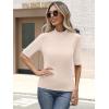 imageANRABESS Womens Tops Mock Neck Half Sleeve Shirts Ribbed Knit Slim Fit Basic Tee 2025 Summer Fall Dressy Casual TShirtsBeige