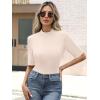 imageANRABESS Womens Tops Mock Neck Half Sleeve Shirts Ribbed Knit Slim Fit Basic Tee 2025 Summer Fall Dressy Casual TShirtsBeige