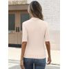 imageANRABESS Womens Tops Mock Neck Half Sleeve Shirts Ribbed Knit Slim Fit Basic Tee 2025 Summer Fall Dressy Casual TShirtsBeige