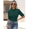 imageANRABESS Womens Tops Mock Neck Half Sleeve Shirts Ribbed Knit Slim Fit Basic Tee 2025 Summer Fall Dressy Casual TShirtsDeep Green