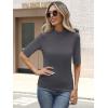 imageANRABESS Womens Tops Mock Neck Half Sleeve Shirts Ribbed Knit Slim Fit Basic Tee 2025 Summer Fall Dressy Casual TShirtsDeep Grey