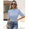 imageANRABESS Womens Tops Mock Neck Half Sleeve Shirts Ribbed Knit Slim Fit Basic Tee 2025 Summer Fall Dressy Casual TShirtsGrey Blue