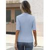 imageANRABESS Womens Tops Mock Neck Half Sleeve Shirts Ribbed Knit Slim Fit Basic Tee 2025 Summer Fall Dressy Casual TShirtsGrey Blue
