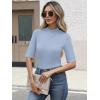 imageANRABESS Womens Tops Mock Neck Half Sleeve Shirts Ribbed Knit Slim Fit Basic Tee 2025 Summer Fall Dressy Casual TShirtsGrey Blue