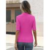 imageANRABESS Womens Tops Mock Neck Half Sleeve Shirts Ribbed Knit Slim Fit Basic Tee 2025 Summer Fall Dressy Casual TShirtsHot Pink