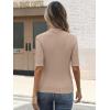 imageANRABESS Womens Tops Mock Neck Half Sleeve Shirts Ribbed Knit Slim Fit Basic Tee 2025 Summer Fall Dressy Casual TShirtsLight Khaki
