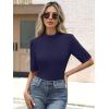 imageANRABESS Womens Tops Mock Neck Half Sleeve Shirts Ribbed Knit Slim Fit Basic Tee 2025 Summer Fall Dressy Casual TShirtsNavy Blue