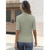 imageANRABESS Womens Tops Mock Neck Half Sleeve Shirts Ribbed Knit Slim Fit Basic Tee 2025 Summer Fall Dressy Casual TShirtsSage Green
