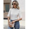 imageANRABESS Womens Tops Mock Neck Half Sleeve Shirts Ribbed Knit Slim Fit Basic Tee 2025 Summer Fall Dressy Casual TShirtsWhite
